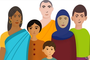 small color graphic of people of different races and genders