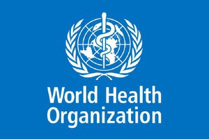 Logo of the World Health Organization white on blue